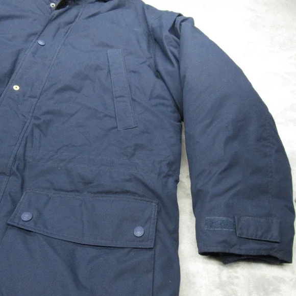 Eddie Bauer Down Jacket Mens XL‎ Tall Blue Hooded Insulated Wool Blend Full Zip